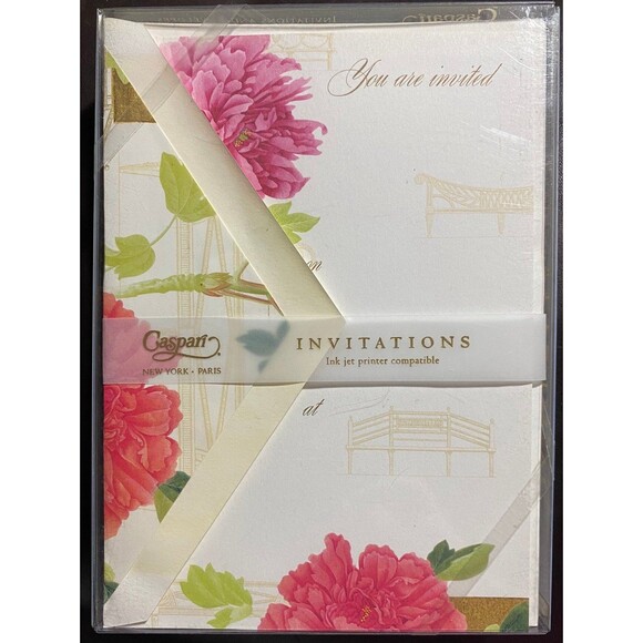 Invitations & Envelopes 2) boxes of 8 Peony Garden Design - Picture 1 of 2